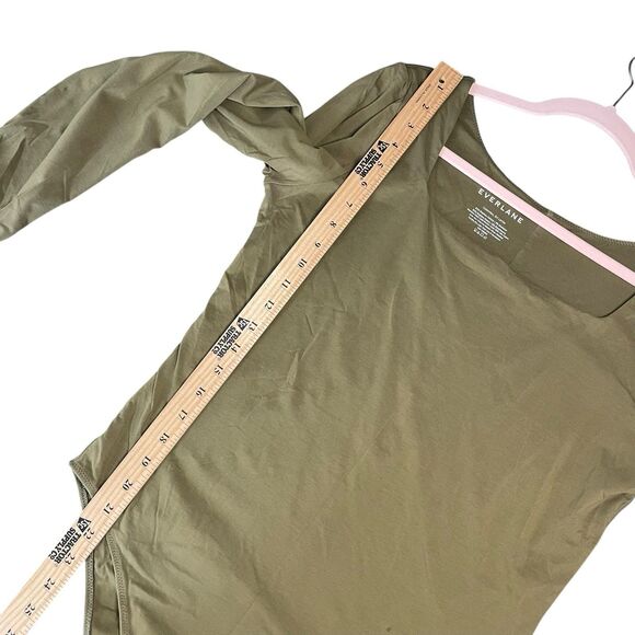Everlane One Piece Bodysuit Thong Long Sleeve Sage Green XL Supima Square Neck - Picture 6 of 8
